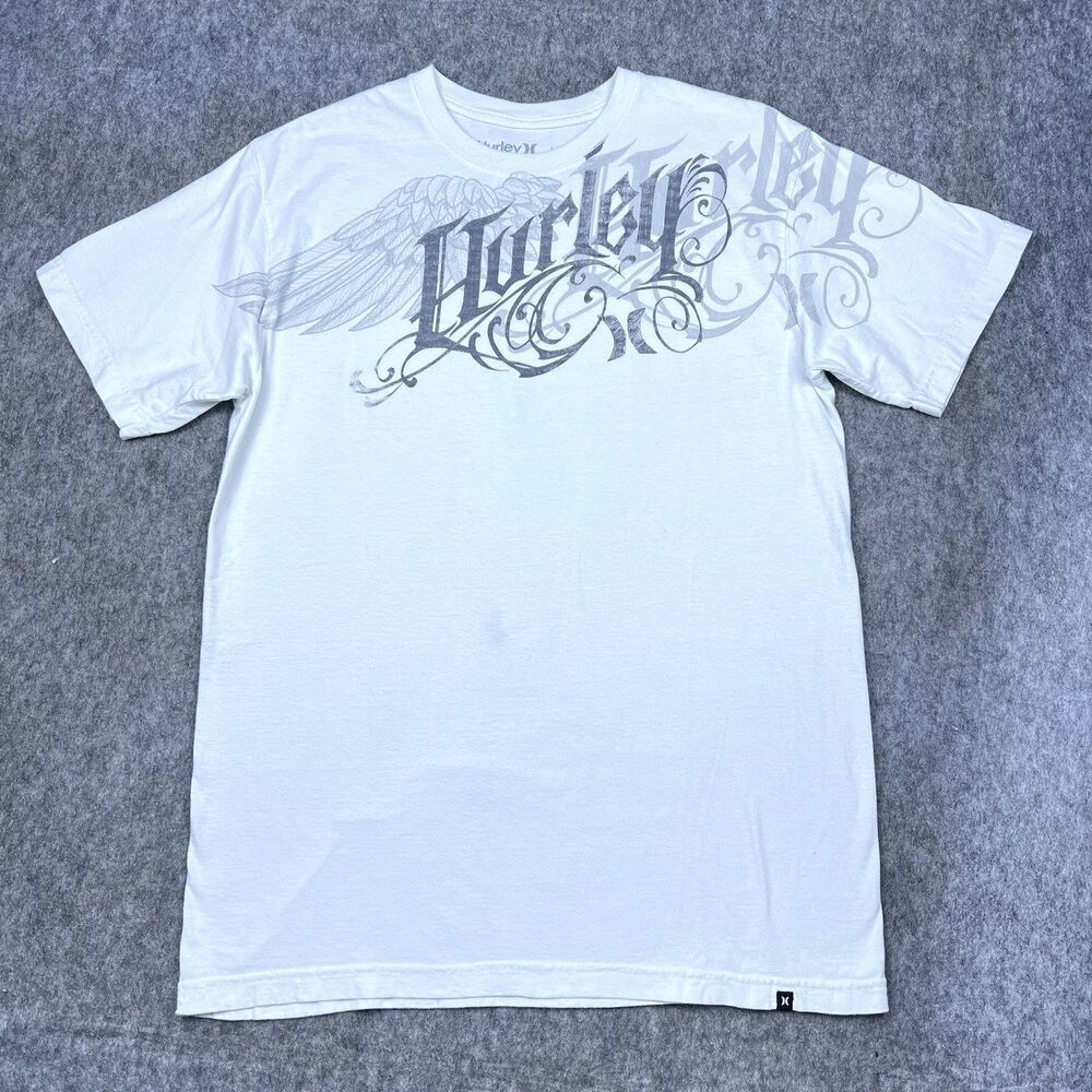 Hurley x Buckle Men's T-Shirt Y2K Graphic White Short Sleeve Cotton Size Large